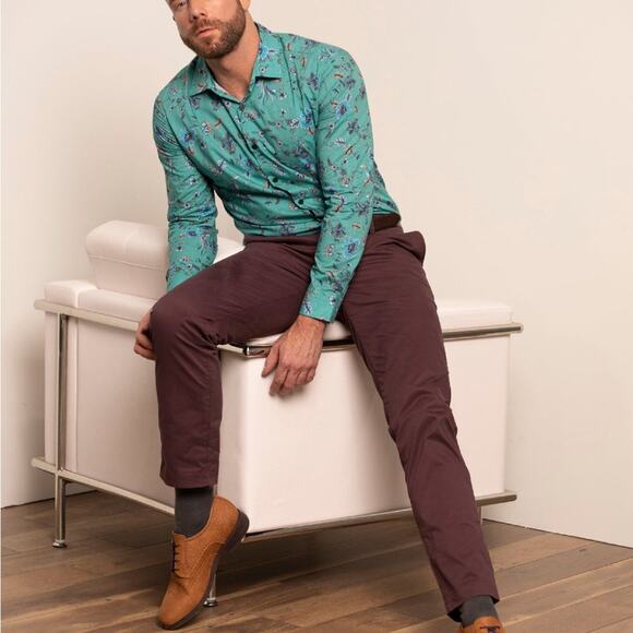 Lords of Harlech Nigel Bird Floral Canvas Teal Shirt Size XXL - Picture 13 of 13